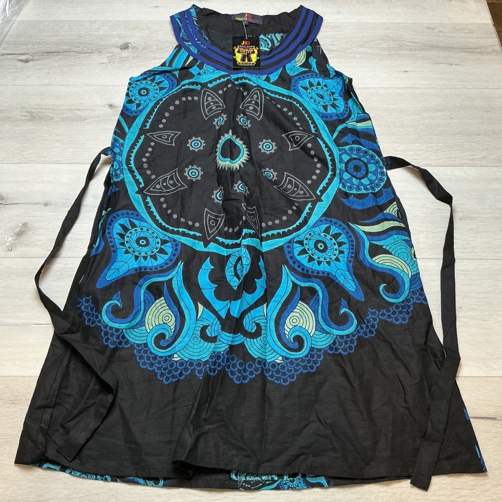 Junglee Billee Mandala‎ Graphic Shift Dress Womens Small Black New With Tags
